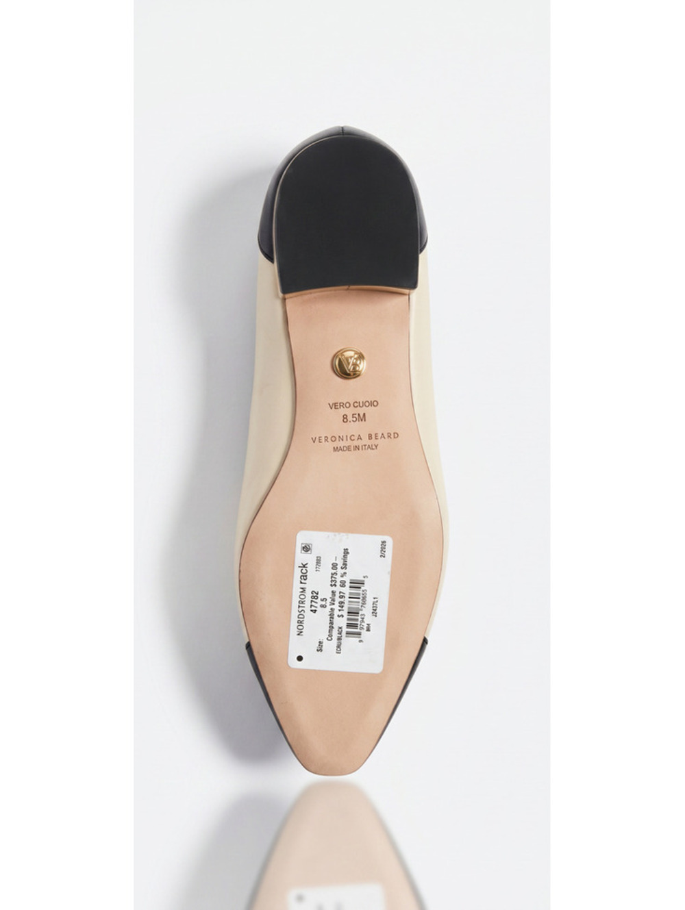 NWOT $375 MSRP Veronica Beard Two Tone Cap Toe Loafer Ecru Black Size 8.5 - Picture 6 of 7